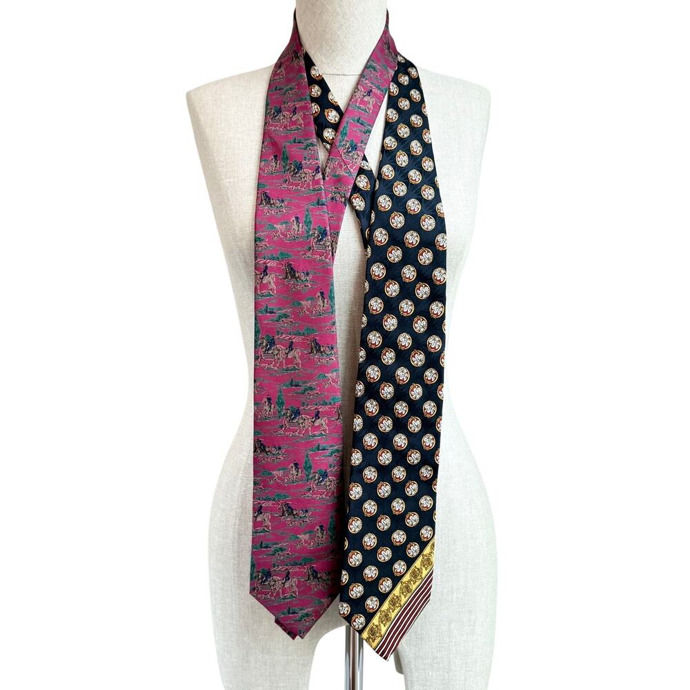 Pierre Cardin & Krizia Uomo Silk Tie Bundle – 100% Silk Lot of 2